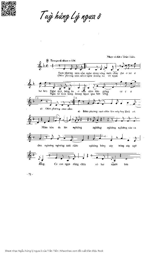 Page 2 of Sheet music PDF Ngẫu hứng lý ngựa ô - Trần Tiến