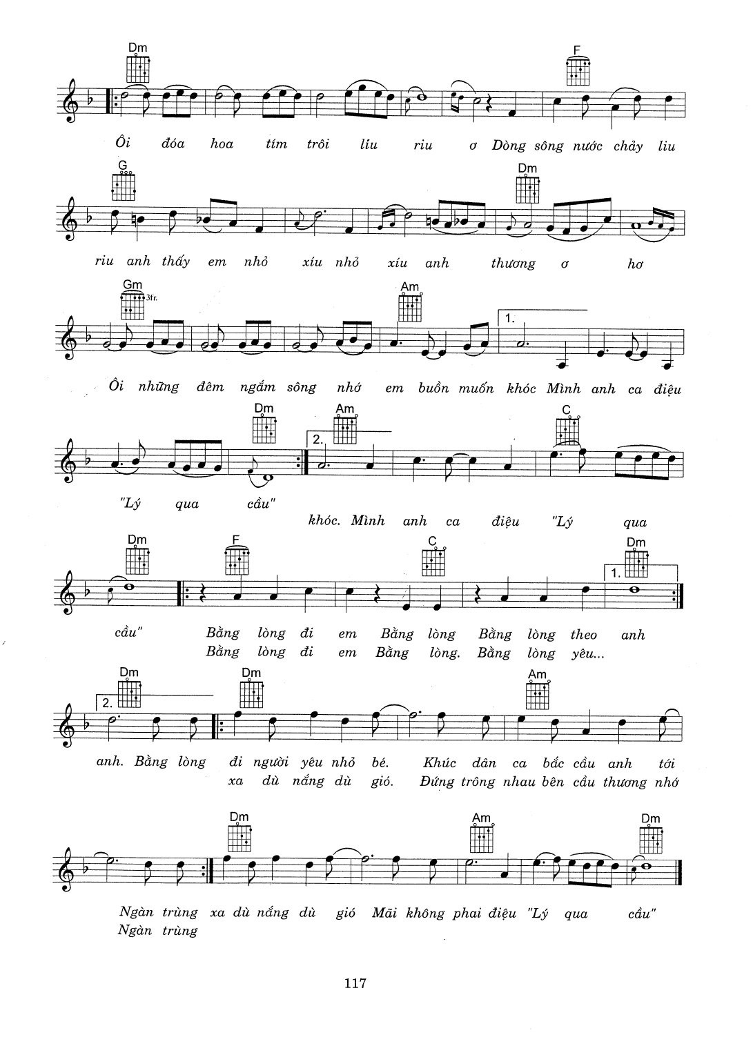 Page 2 of Sheet music PDF Ngẫu hứng lý qua cầu - Trần Tiến