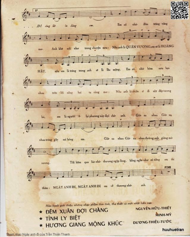 Page 3 of Sheet music PDF Ngày anh đi - Trần Thiện Thanh