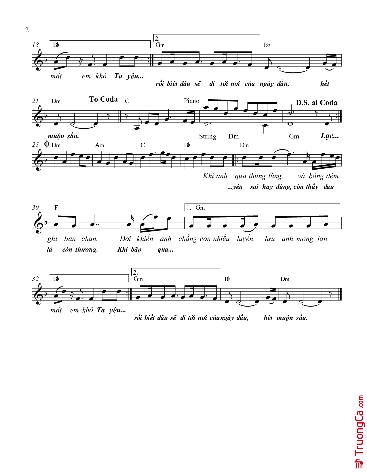 Page 2 of Sheet music PDF Ngày chưa giông bão - Phan Mạnh Quỳnh