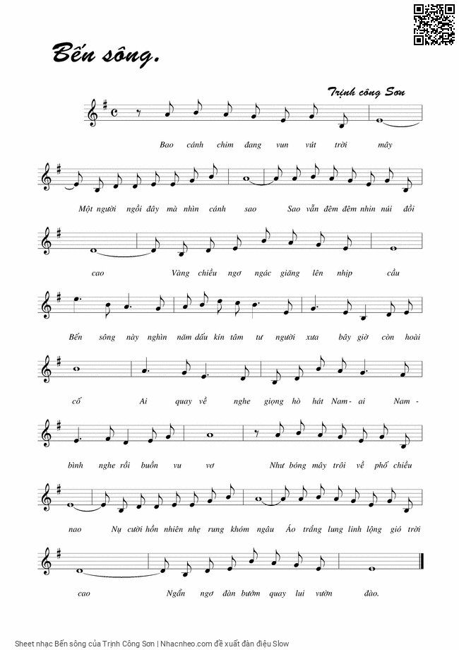 Sheet PDF of Bến sông - Trịnh Công Sơn