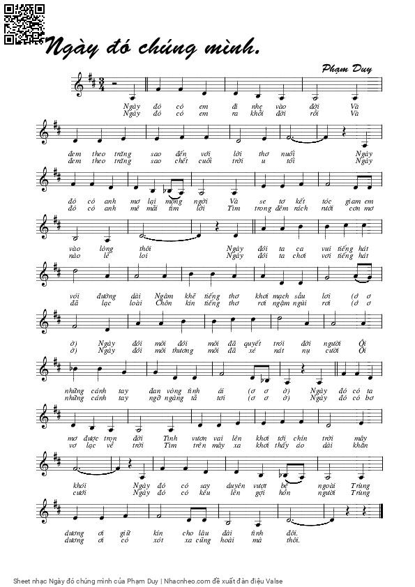 Page 1 of Sheet music PDF Ngày đó chúng mình - Phạm Duy