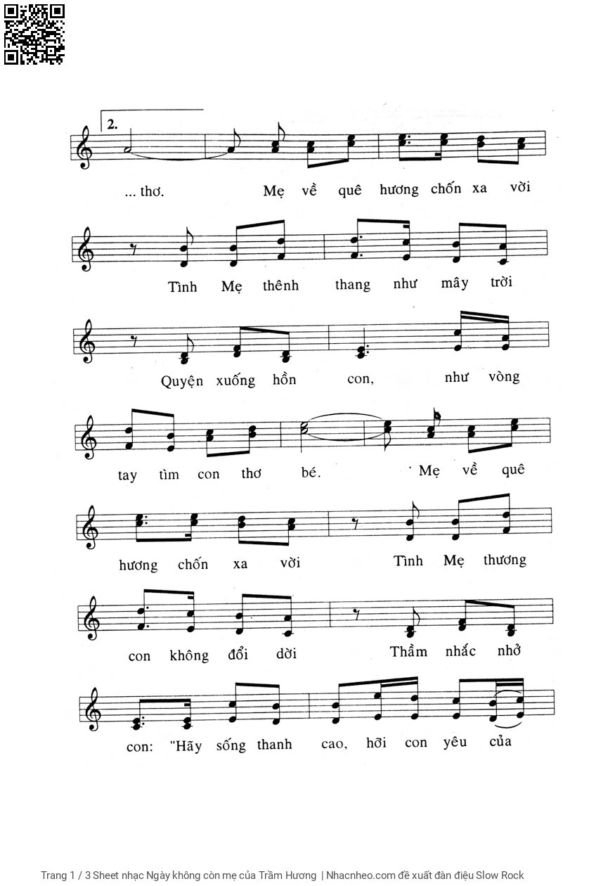 Page 2 of Sheet music PDF Ngày không còn mẹ - Trầm Hương