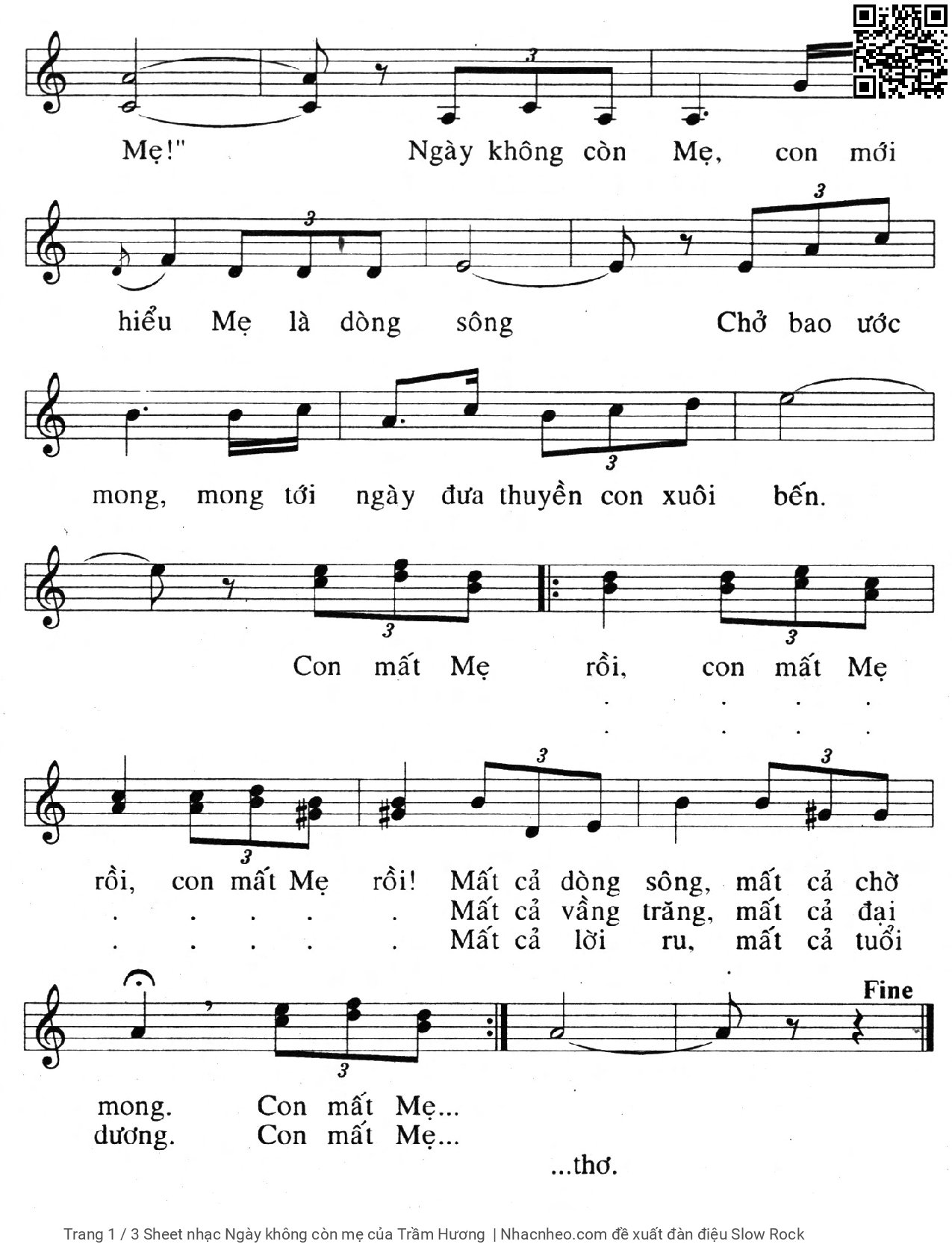 Page 3 of Sheet music PDF Ngày không còn mẹ - Trầm Hương