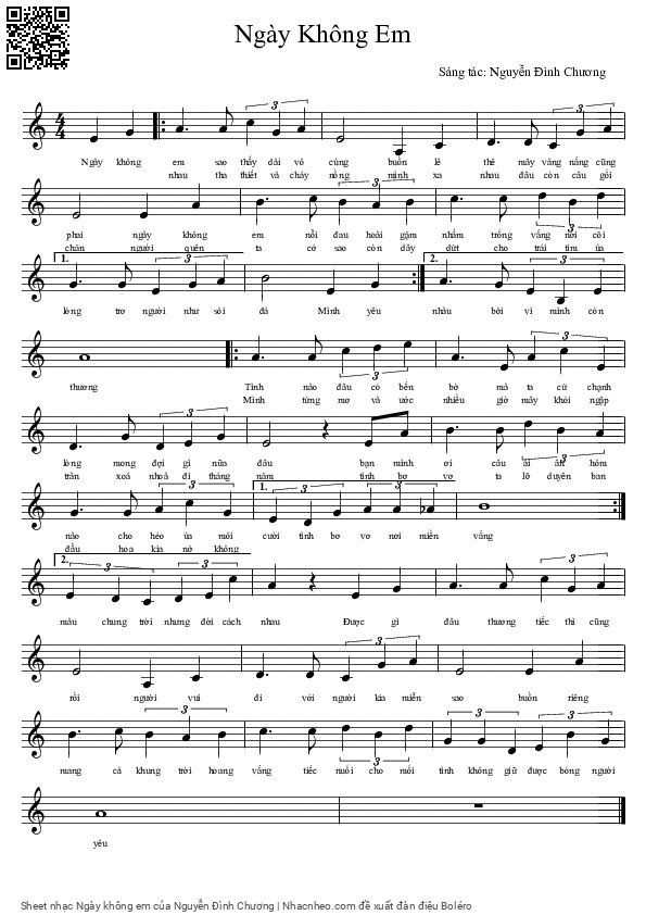 Sheet PDF of Ngày không em