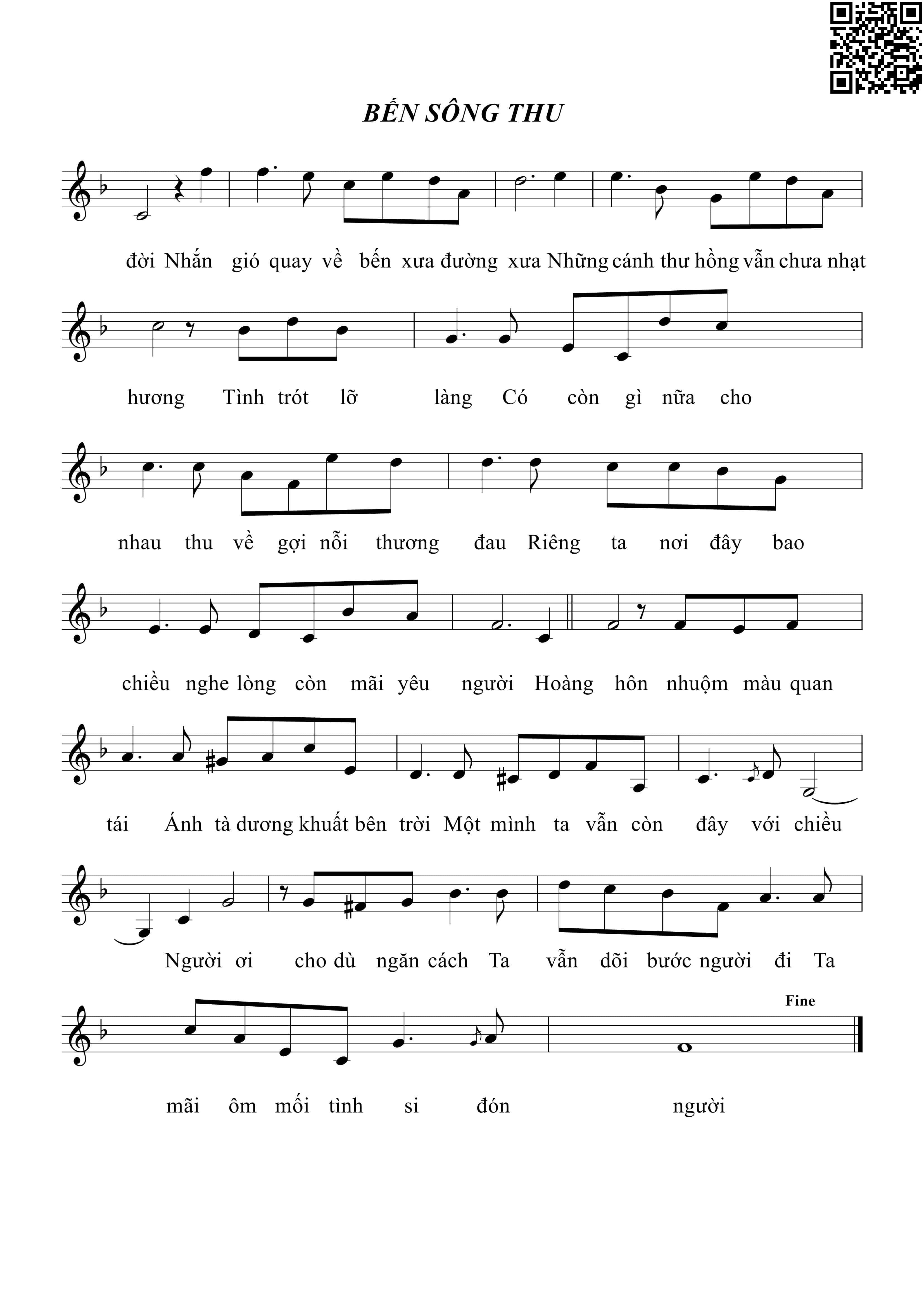 Page 2 of Sheet music PDF Bến sông Thu - Nguyễn Thanh Cảnh
