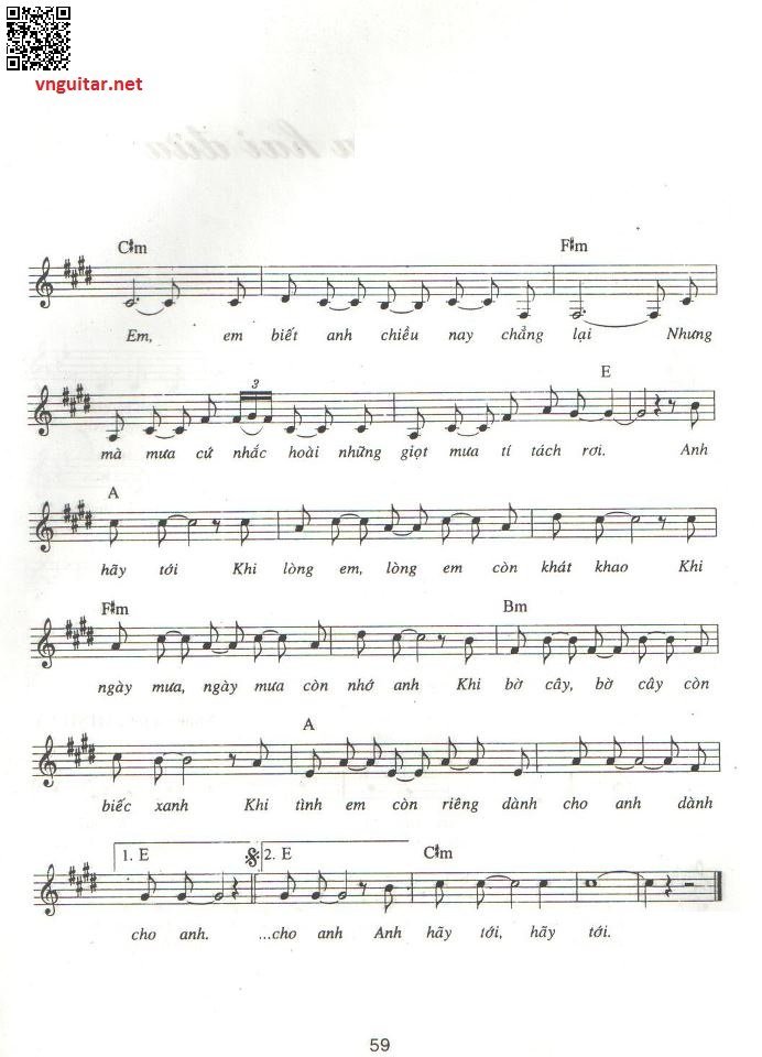 Page 2 of Sheet music PDF Ngày mưa hãy đến với em - Dương Thụ