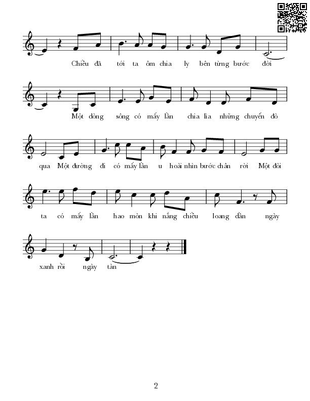 Page 2 of Sheet music PDF Ngày rời - Lê Tín Hương