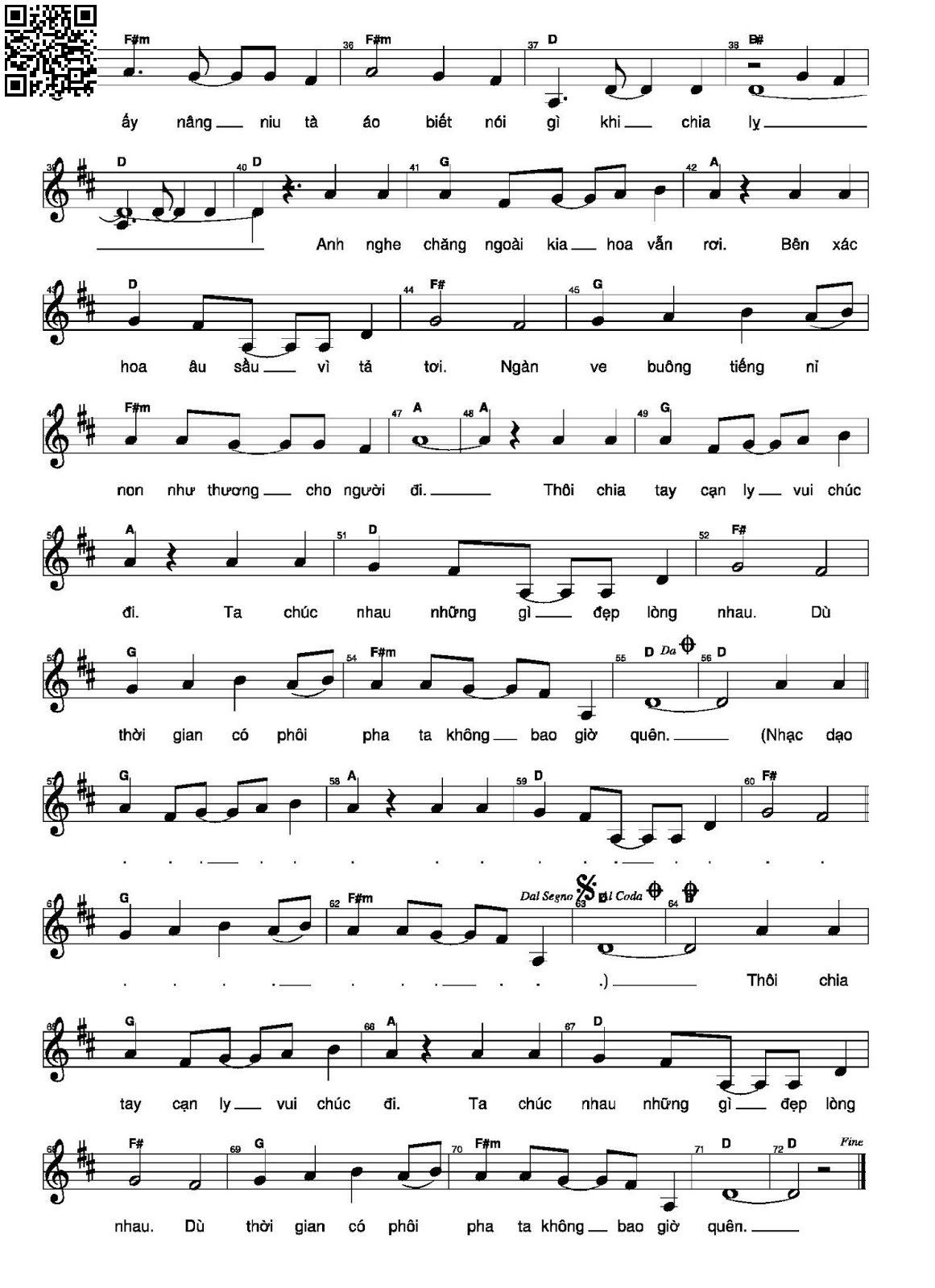 Page 2 of Sheet music PDF Ngày tạm biệt - Lam Phương