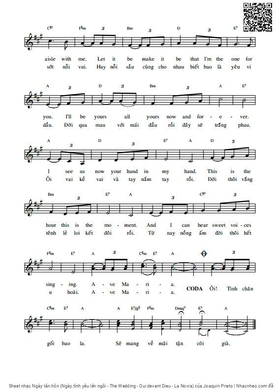 Page 2 of Sheet music PDF Ngày tân hôn (Ngày tình yêu lên ngôi - The Wedding - Oui devant Dieu - La Novia) - Joaquin Prieto