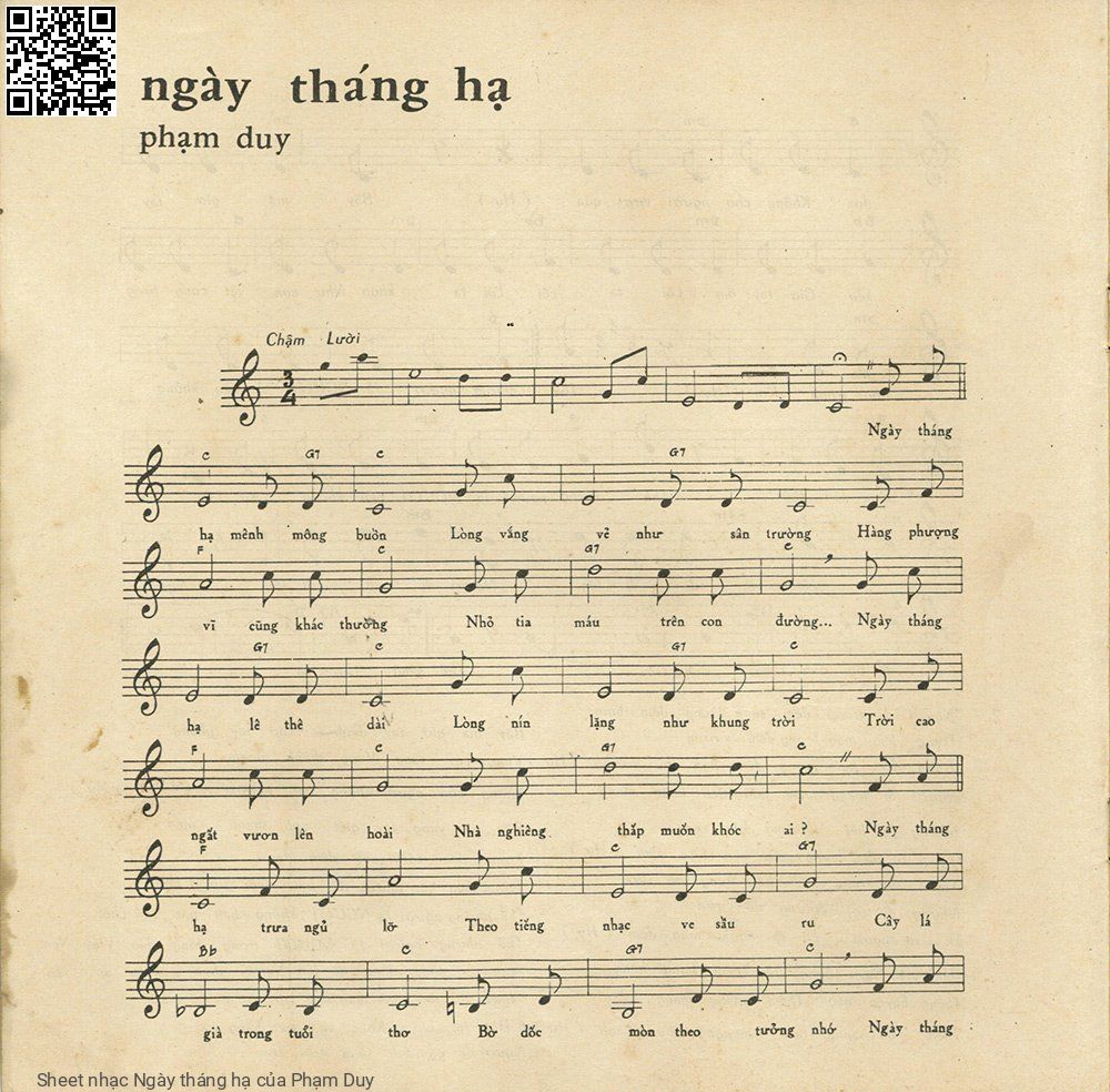 Page 1 of Sheet music PDF Ngày tháng hạ - Phạm Duy