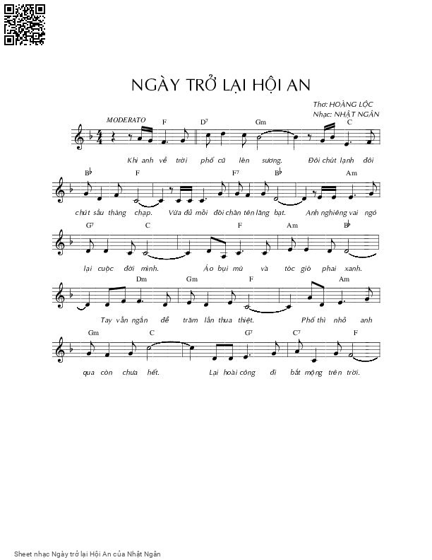 Sheet PDF of Ngày trở lại Hội An