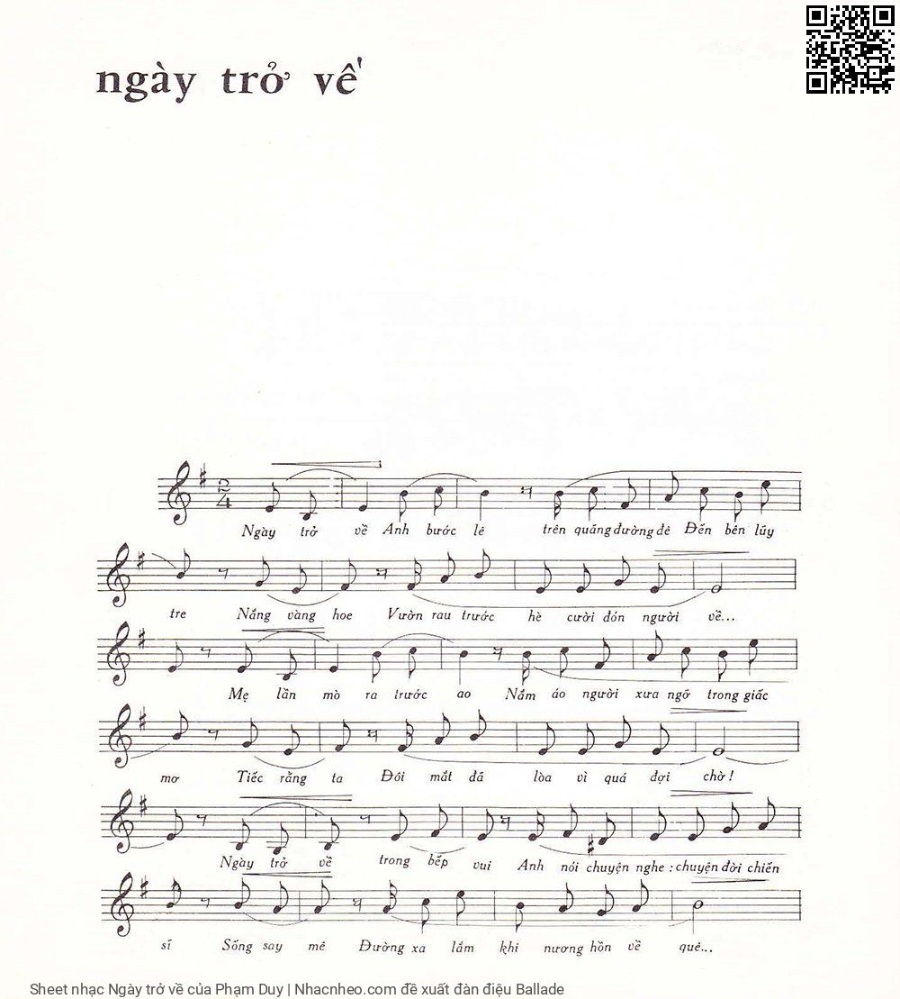 Page 1 of Sheet music PDF Ngày trở về - Phạm Duy