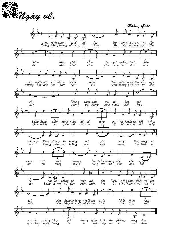 Page 4 of Sheet music PDF Ngày về - Hoàng Giác