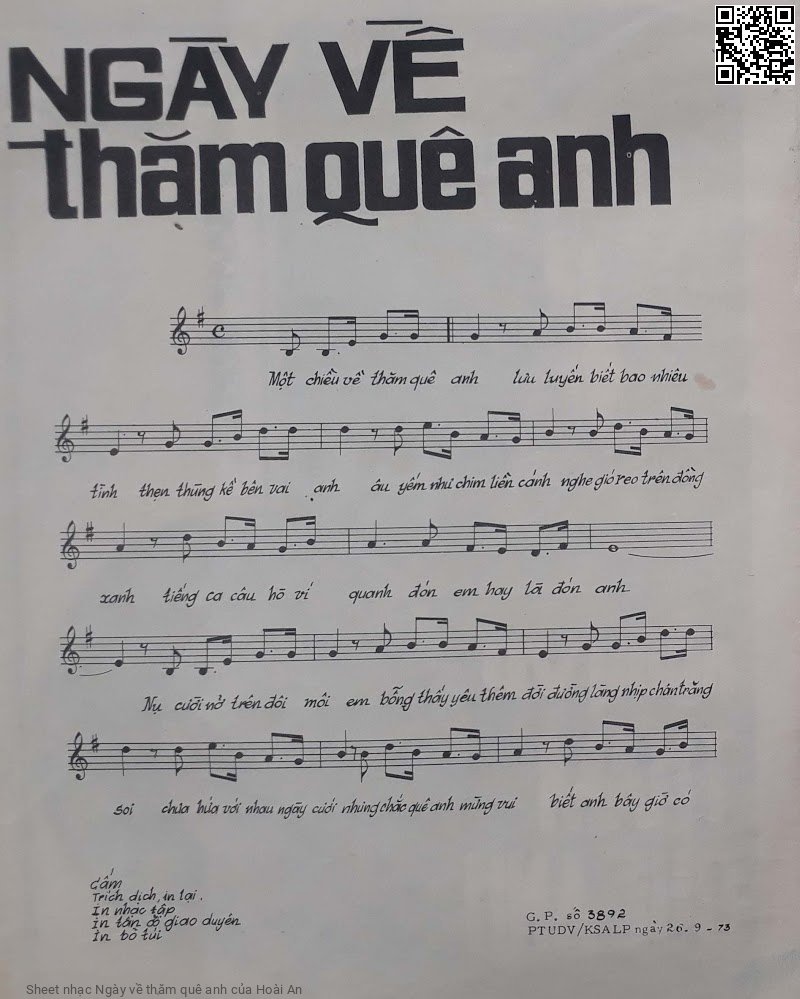 Page 2 of Sheet music PDF Ngày về thăm quê anh - Hoài An