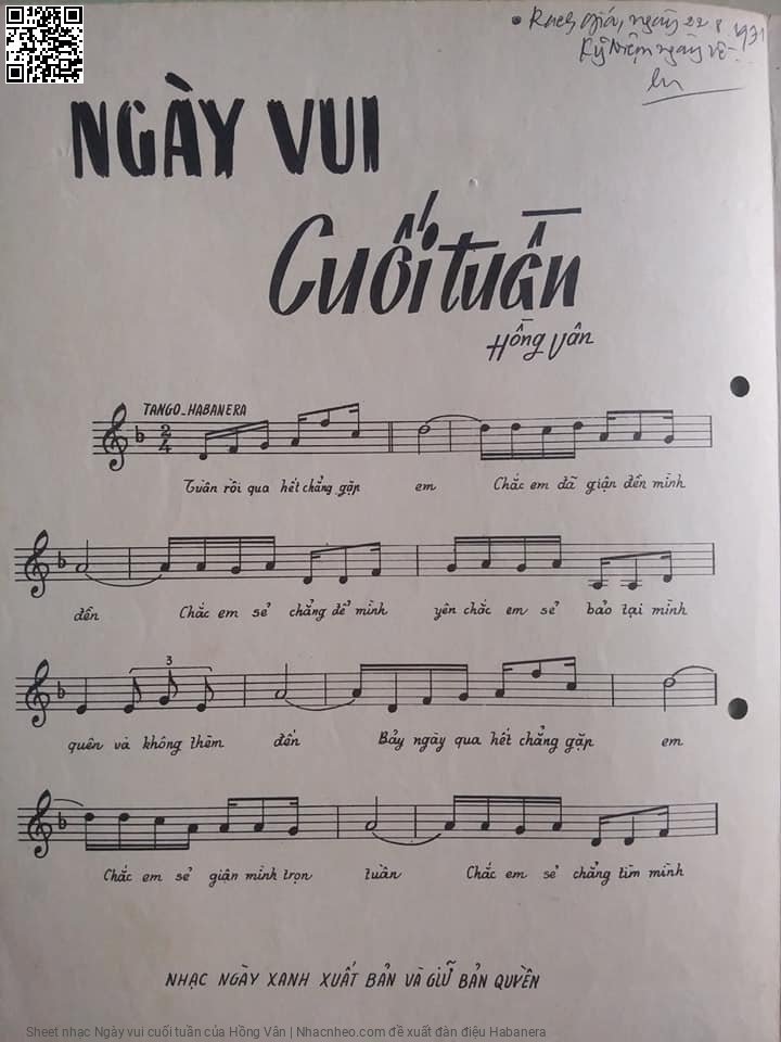 Page 2 of Sheet music PDF Ngày vui cuối tuần - Hồng Vân