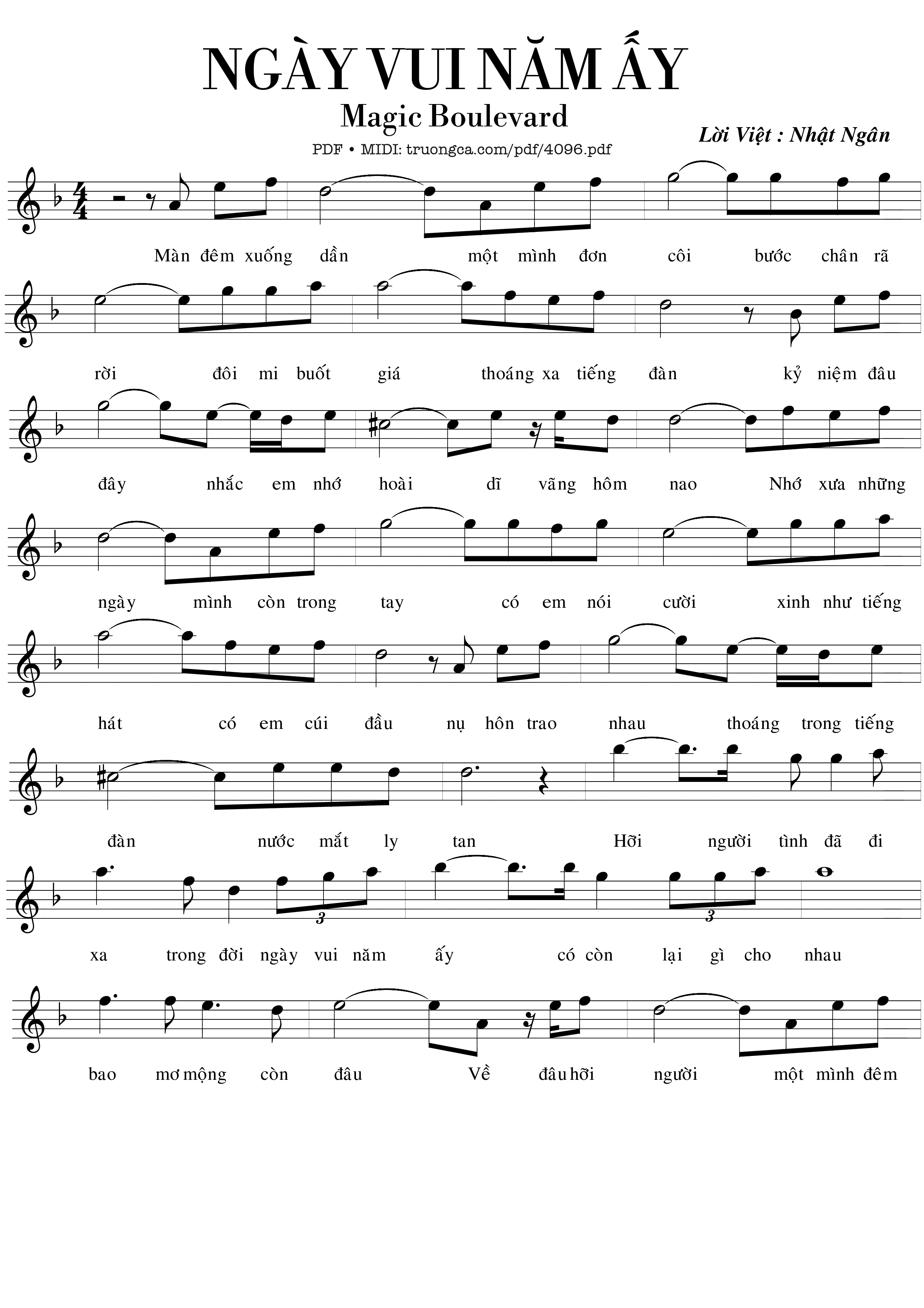 Sheet PDF of Ngày vui năm ấy (Magic Boulevard)