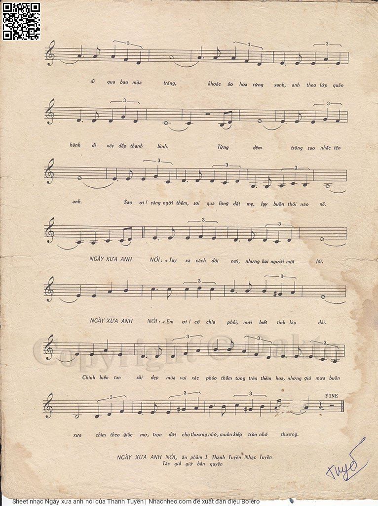 Page 3 of Sheet music PDF Ngày xưa anh nói - Thanh Tuyền