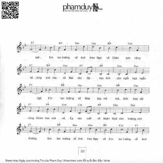 Page 2 of Sheet music PDF Ngày xưa Hoàng Thị - Phạm Duy