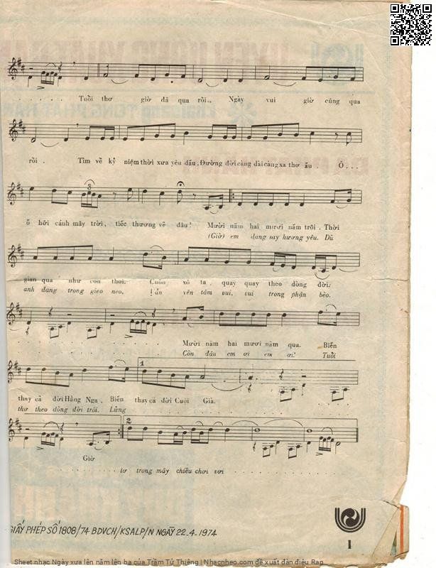 Page 3 of Sheet music PDF Ngày xưa lên năm lên ba - Trầm Tử Thiêng