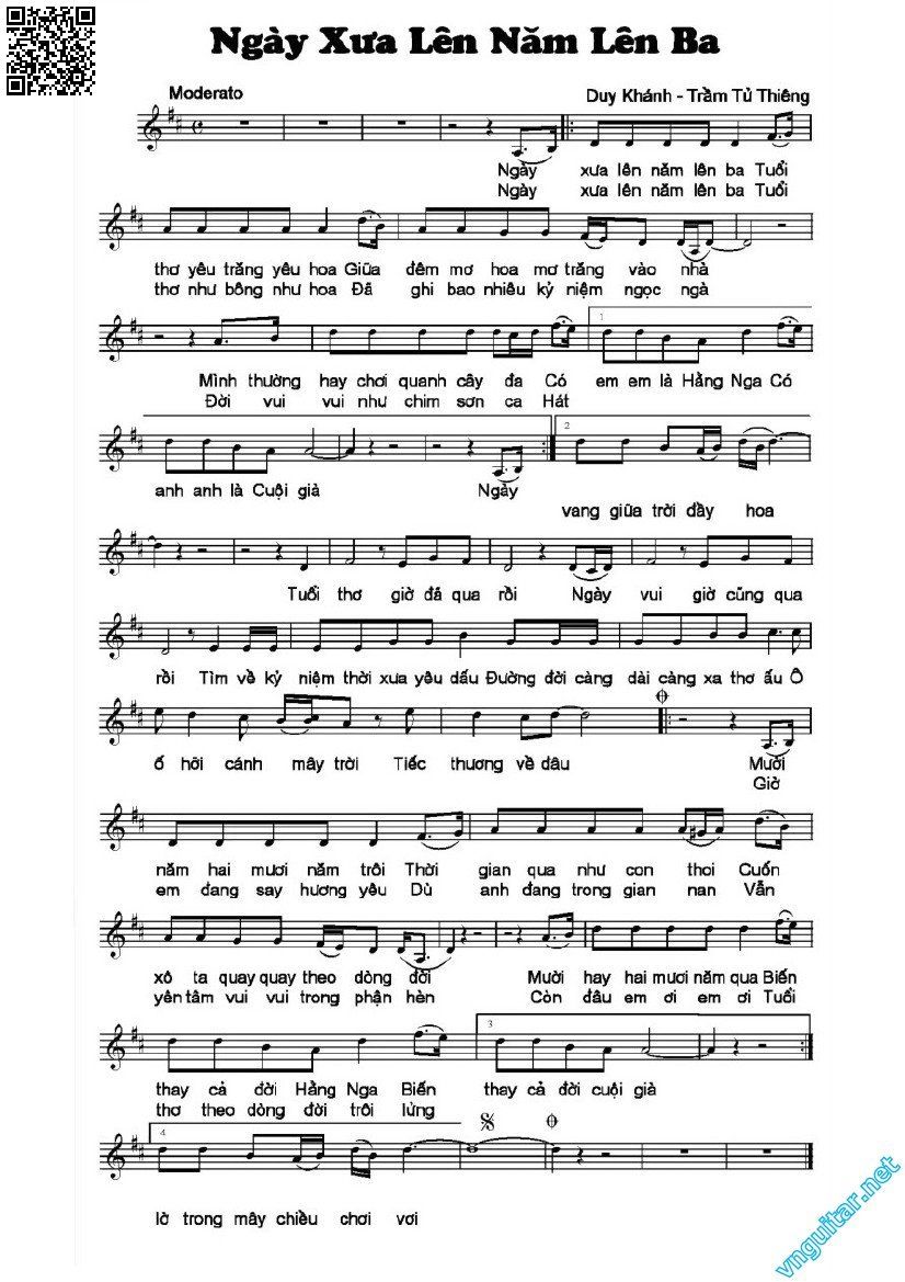 Page 5 of Sheet music PDF Ngày xưa lên năm lên ba - Trầm Tử Thiêng