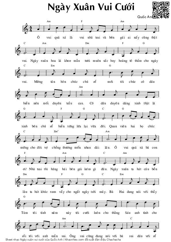 Sheet PDF of Ngày xuân vui cưới