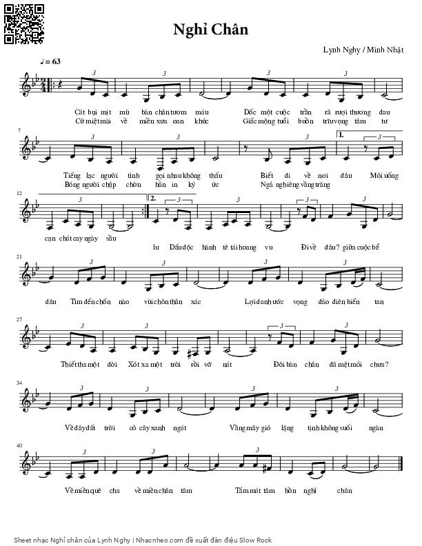 Page 1 of Sheet music PDF Nghỉ chân - Lynh Nghy