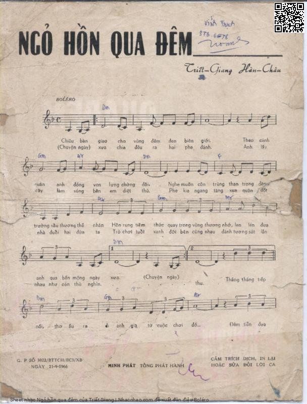 Page 2 of Sheet music PDF Ngỏ hồn qua đêm - Triết Giang