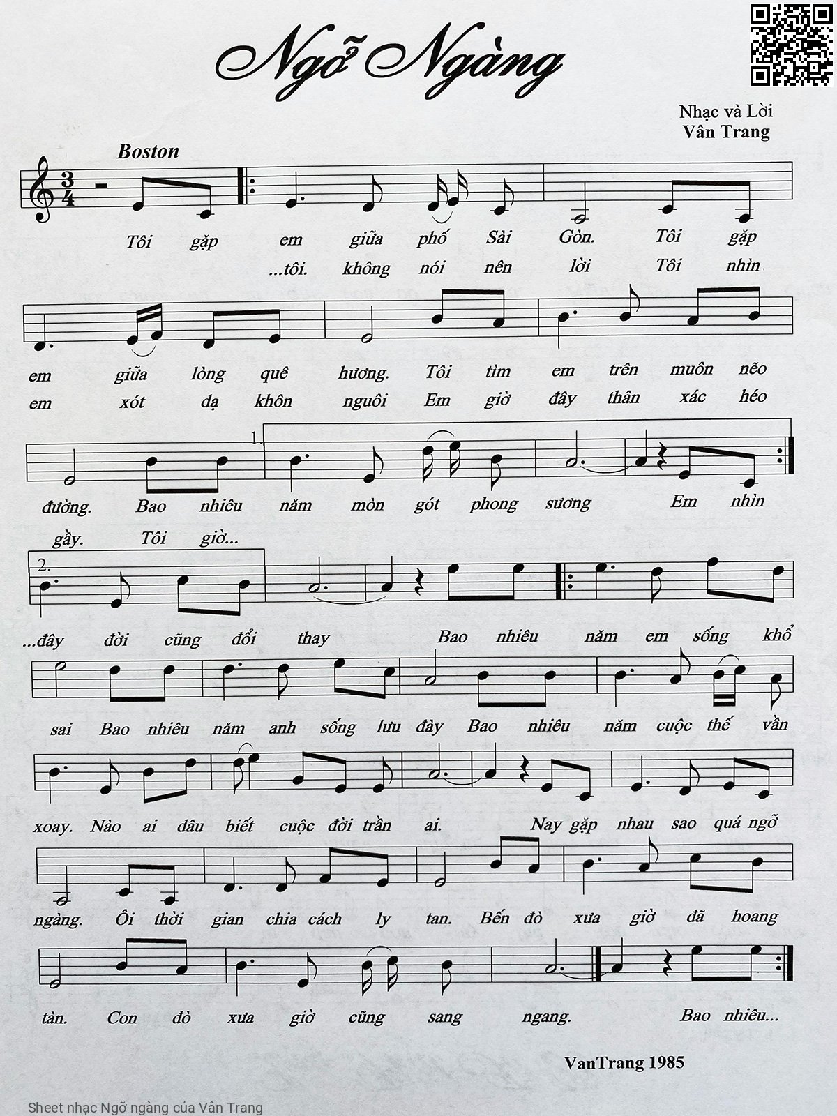 Sheet PDF of Ngỡ ngàng - Vân Trang