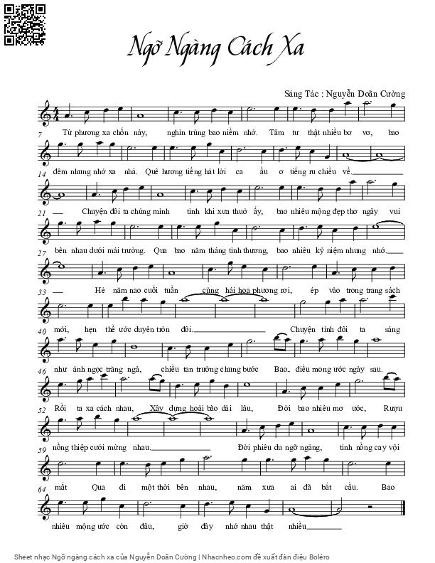 Sheet PDF of Ngỡ ngàng cách xa