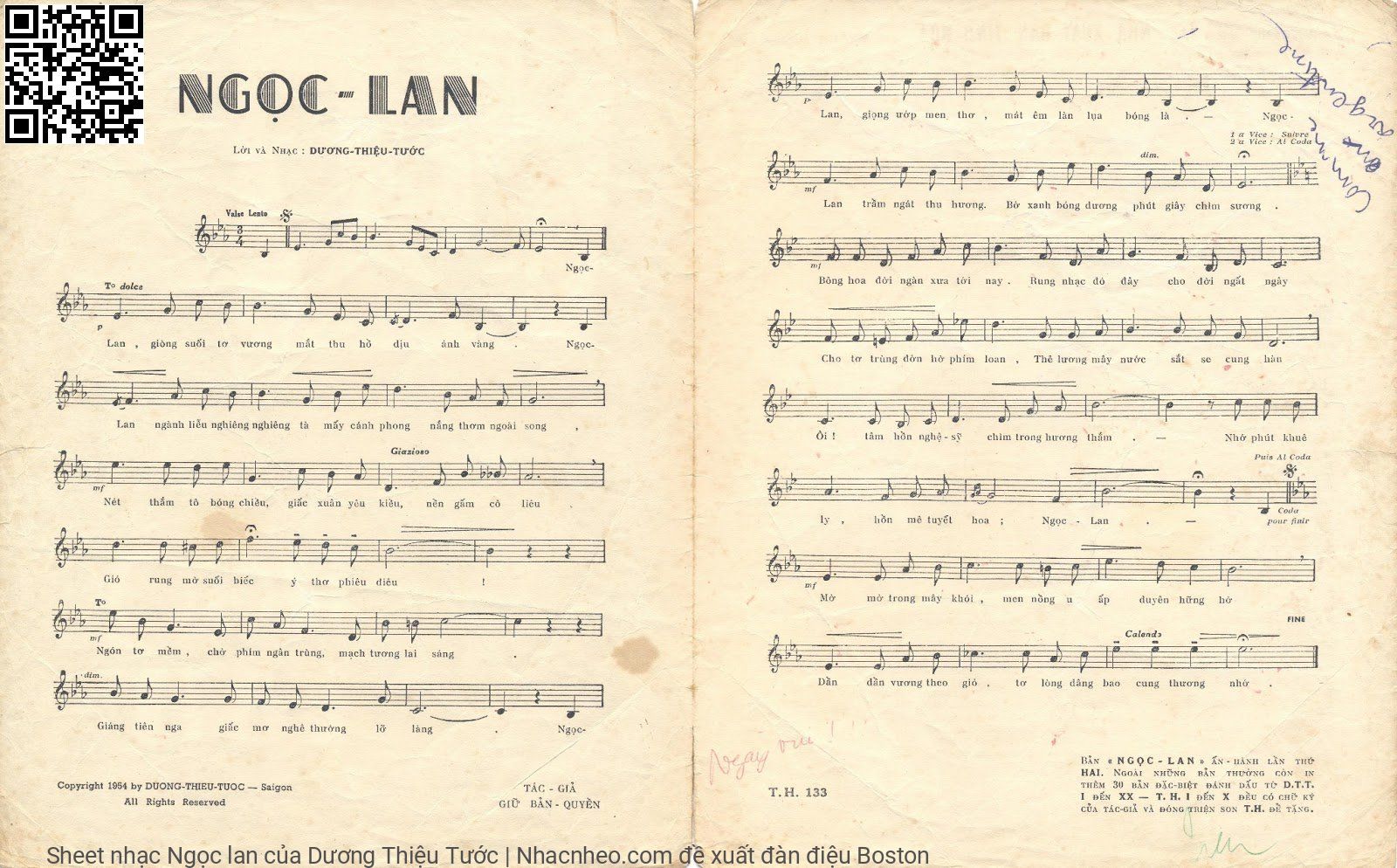 Page 2 of Sheet music PDF Ngọc lan - Dương Thiệu Tước