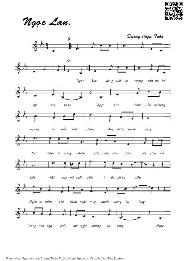 Page 3 of Sheet music PDF Ngọc lan - Dương Thiệu Tước