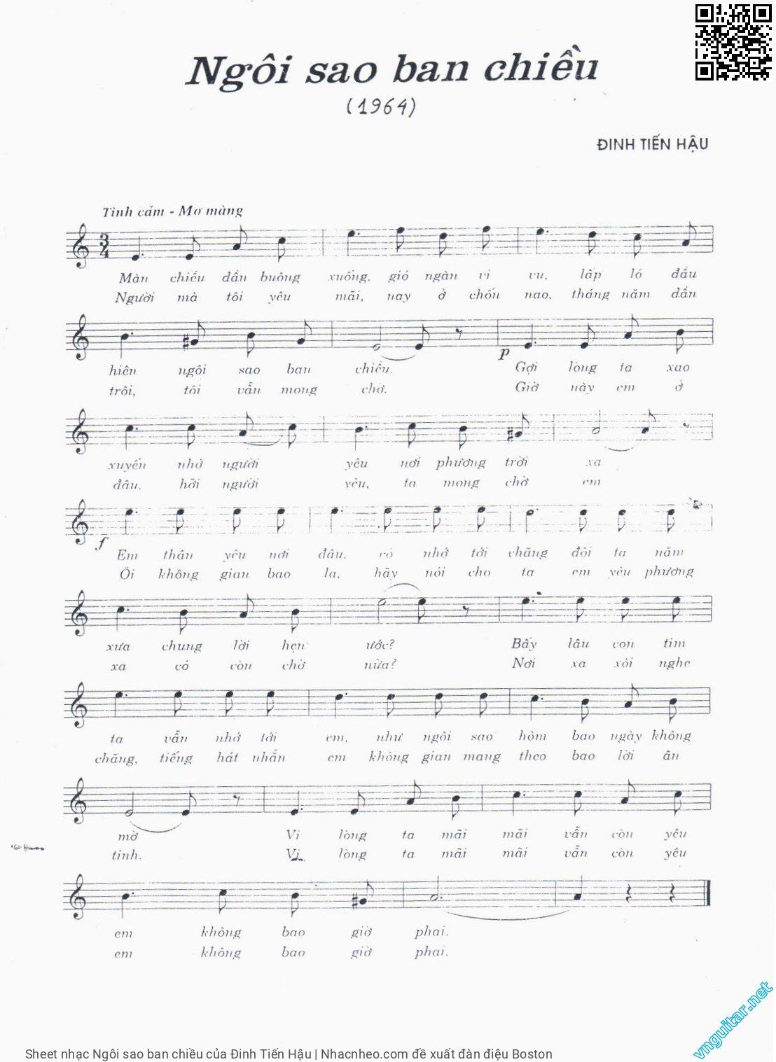 Sheet PDF of Ngôi sao ban chiều