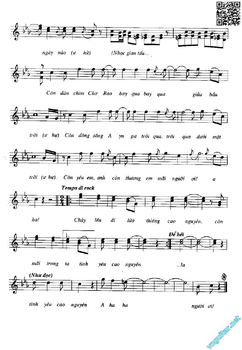 Page 3 of Sheet music PDF Ngọn lửa cao nguyên - Trần Tiến