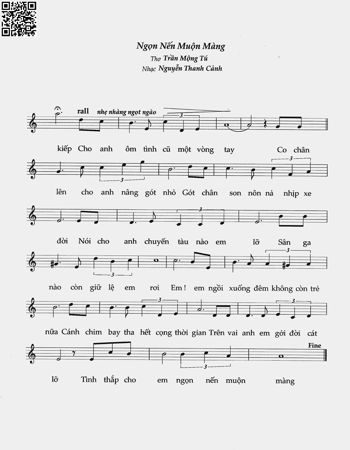 Page 2 of Sheet music PDF Ngọn nến muộn màng - Nguyễn Thanh Cảnh