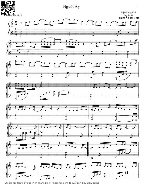 Page 1 of Sheet music PDF Người ấy - Trịnh Thăng Bình