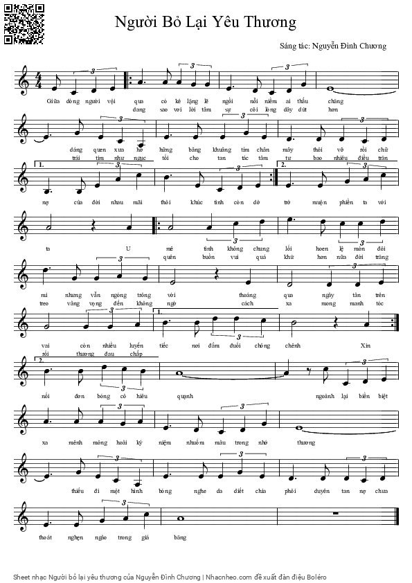 Sheet PDF of Người bỏ lại yêu thương