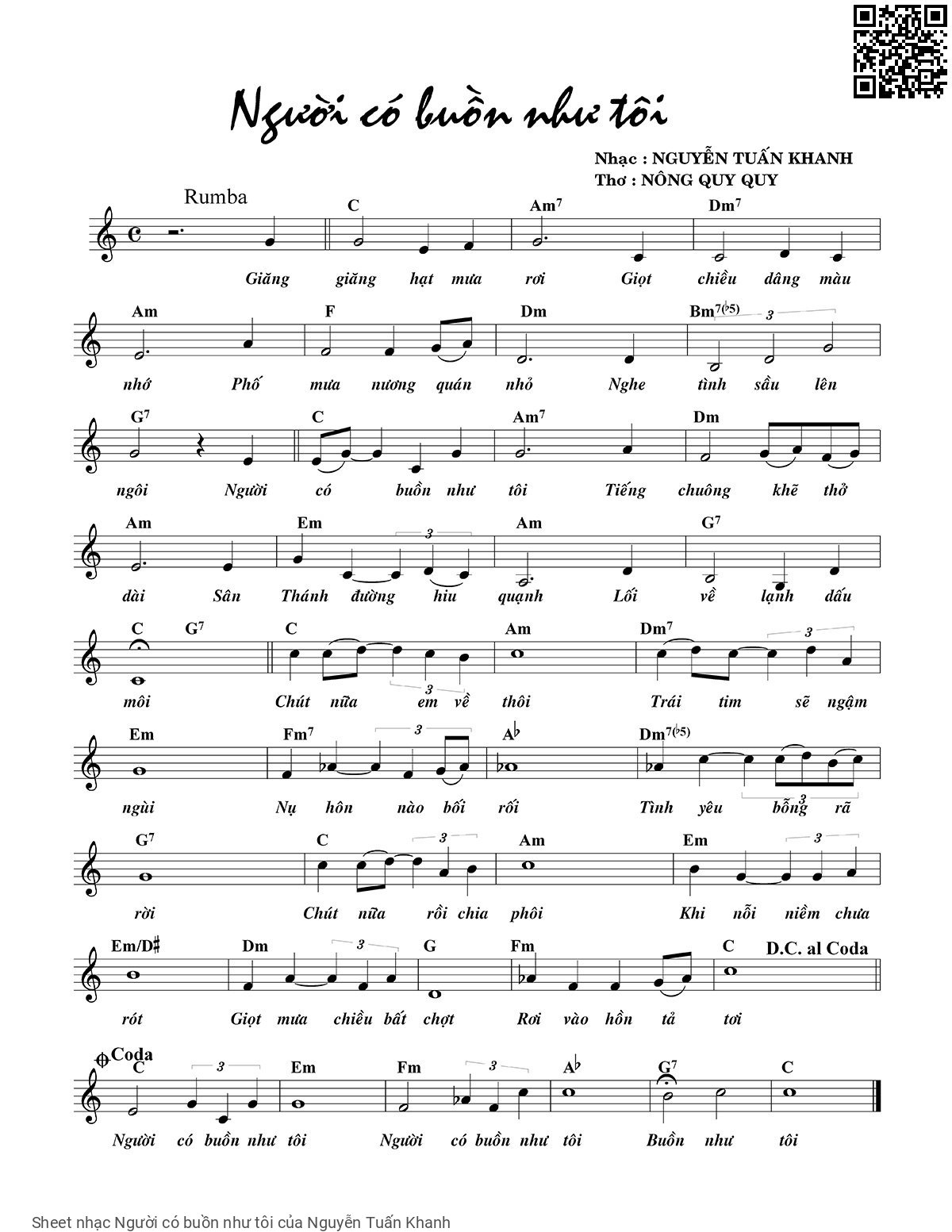 Sheet PDF of Người có buồn như tôi