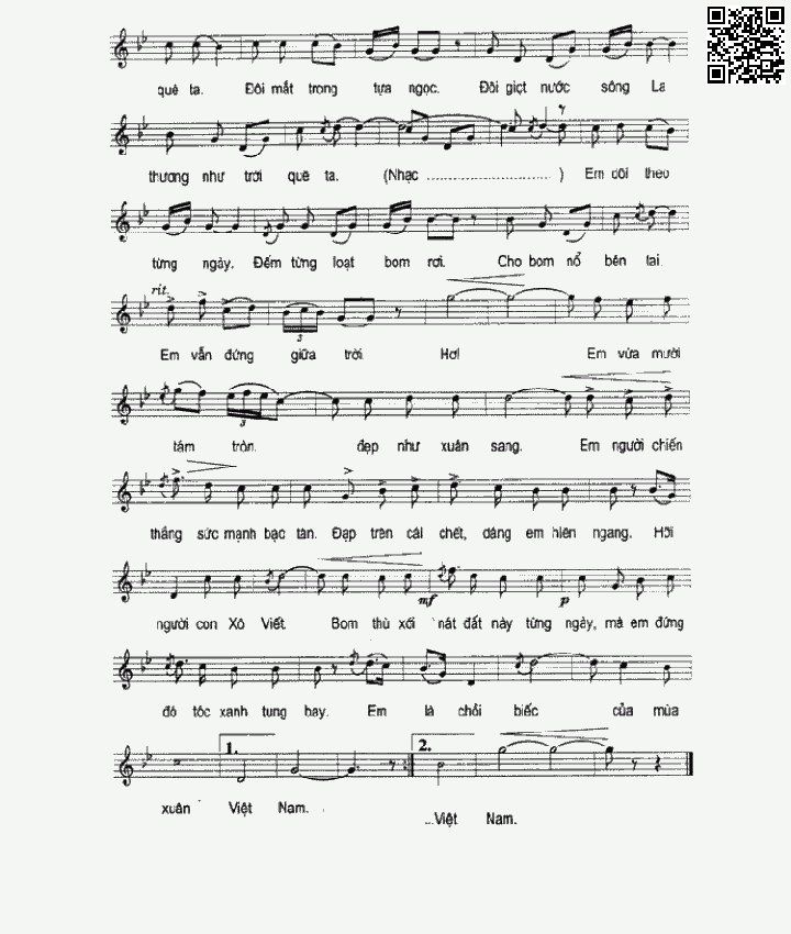 Page 2 of Sheet music PDF Người con gái sông La - Doãn Nho