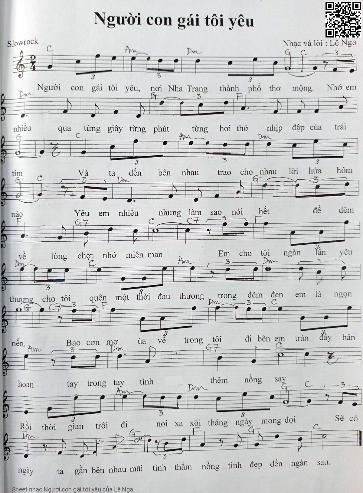 Sheet PDF of Người con gái tôi yêu