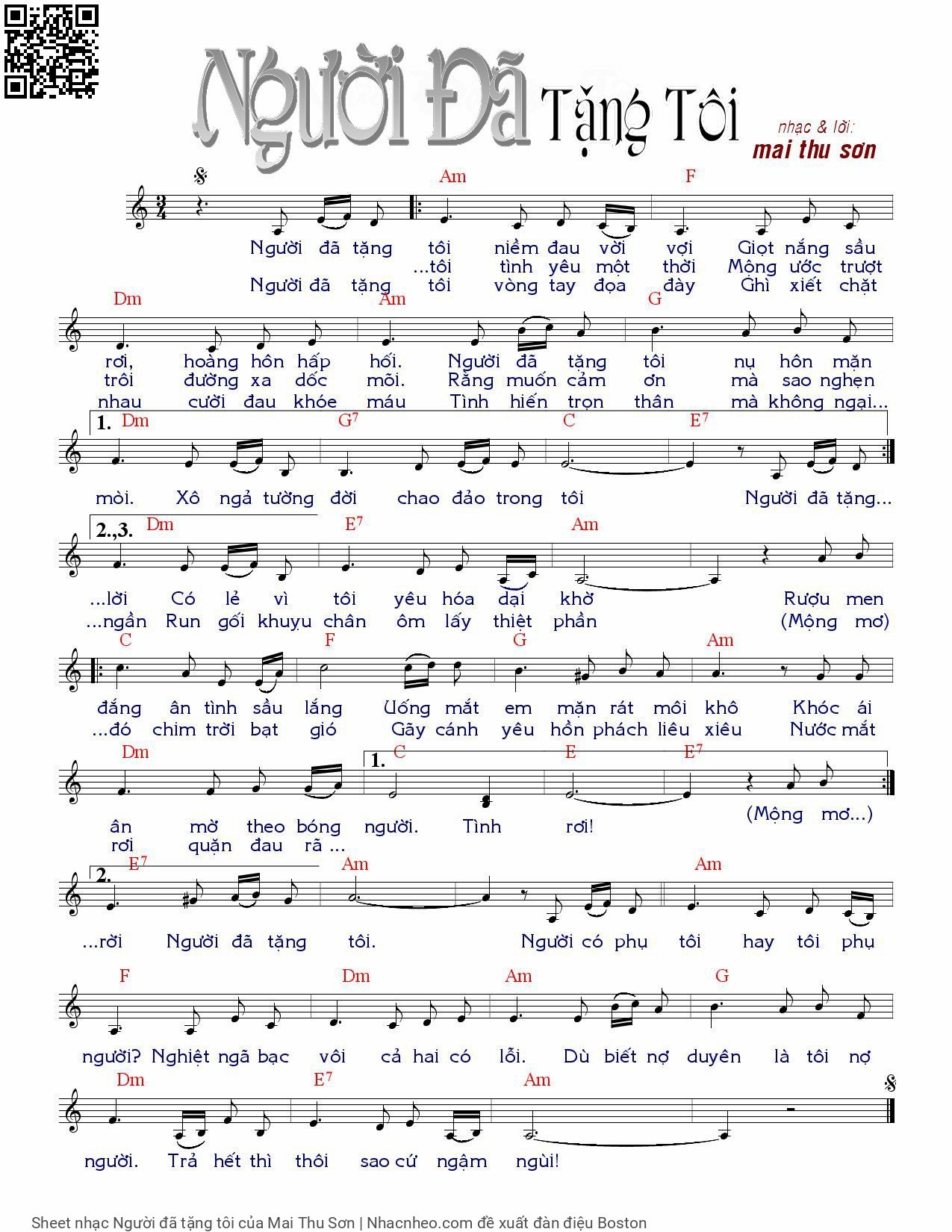 Sheet PDF of Người đã tặng tôi