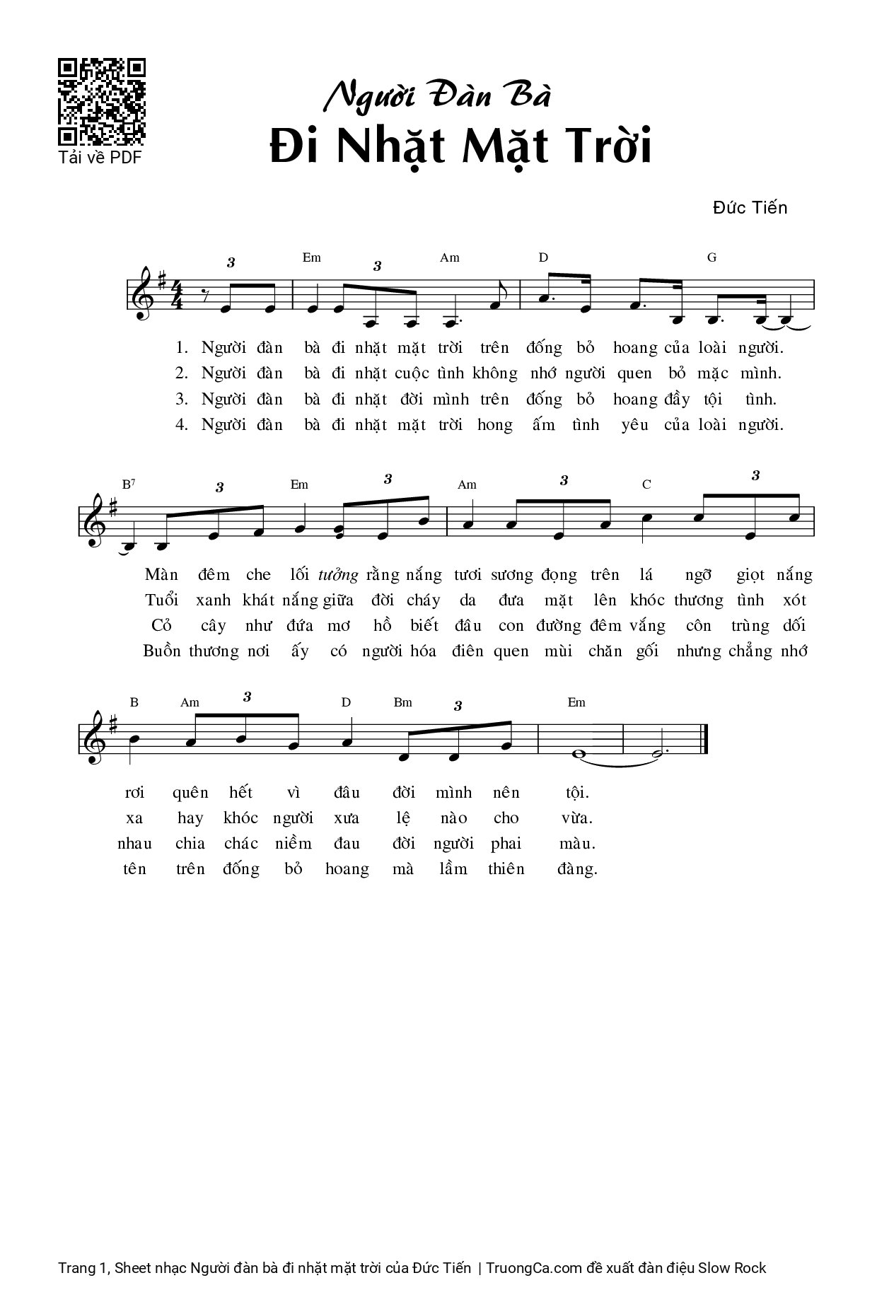 Sheet PDF of Người đàn bà đi nhặt mặt trời