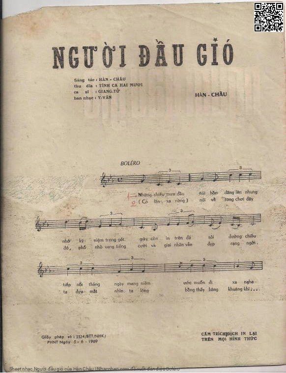 Page 2 of Sheet music PDF Người đầu gió - Hàn Châu