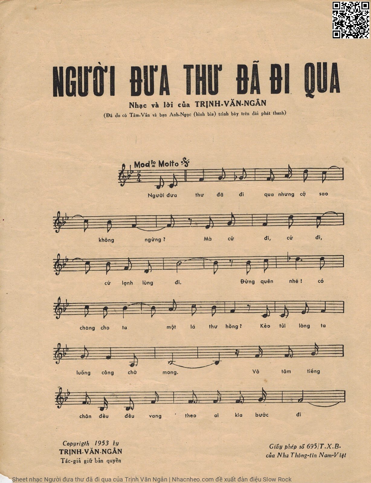 Page 2 of Sheet music PDF Người đưa thư đã đi qua - Trịnh Văn Ngân