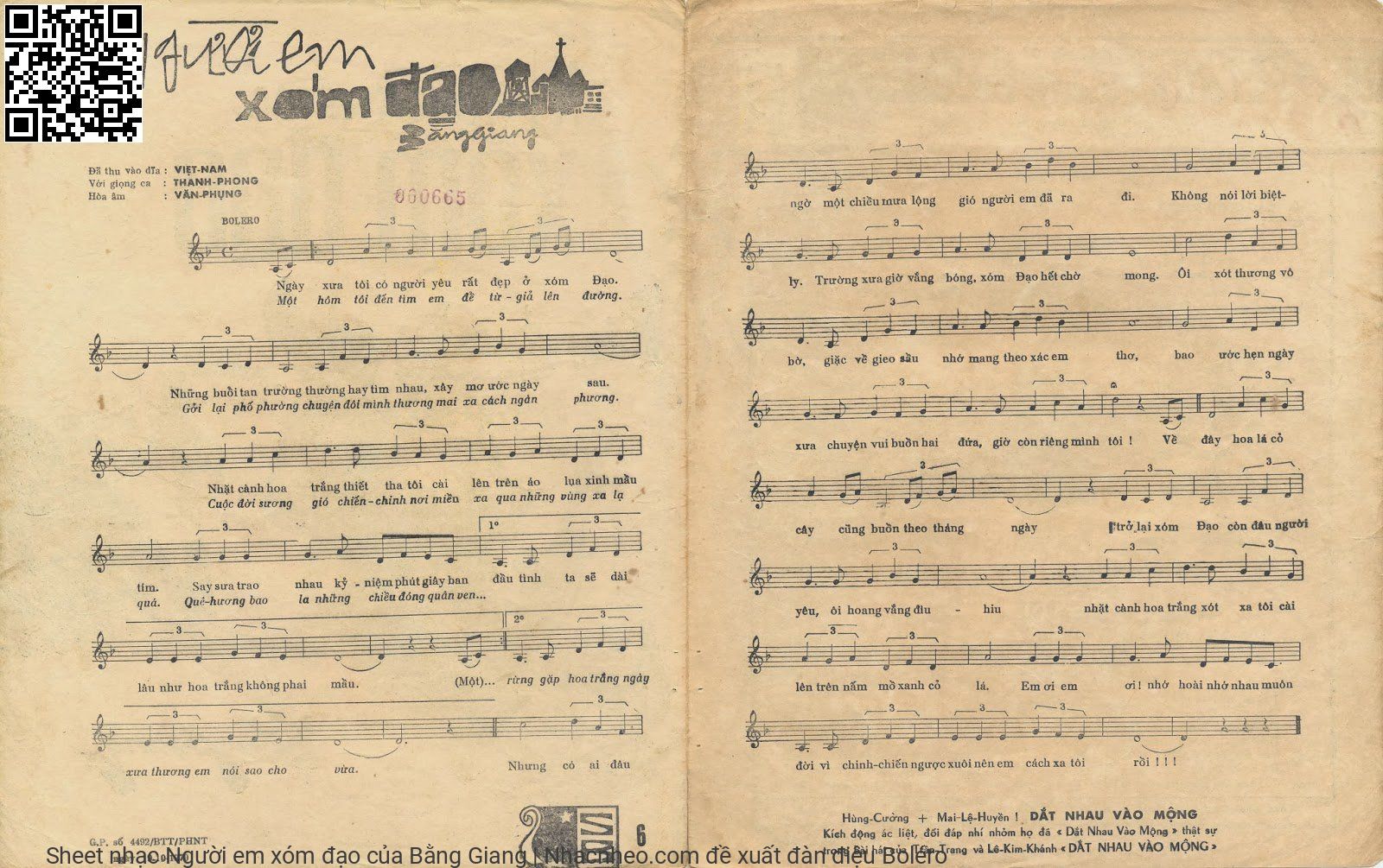 Page 2 of Sheet music PDF Người em xóm đạo - Bằng Giang