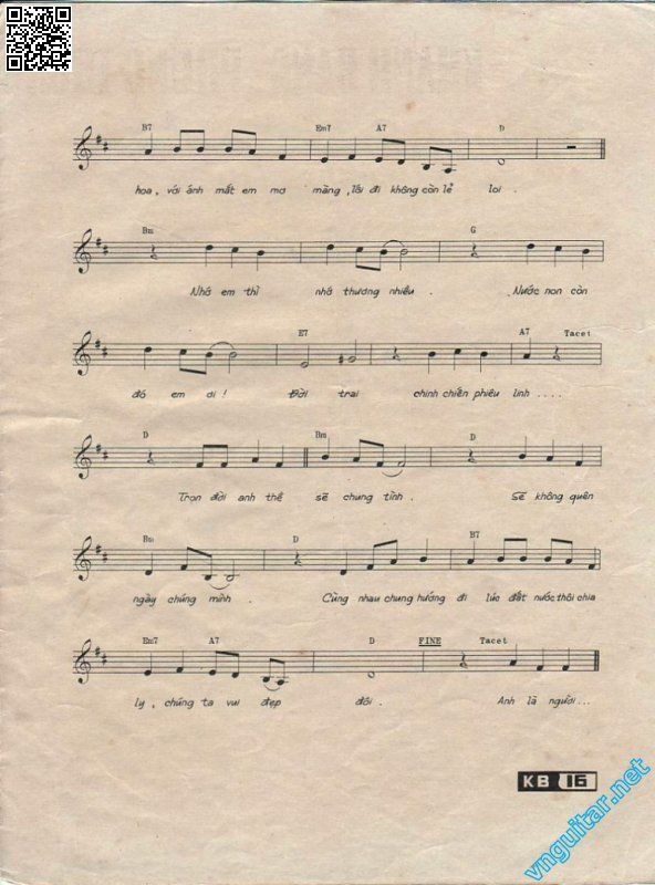 Page 2 of Sheet music PDF Người lính chung tình - Khánh Băng
