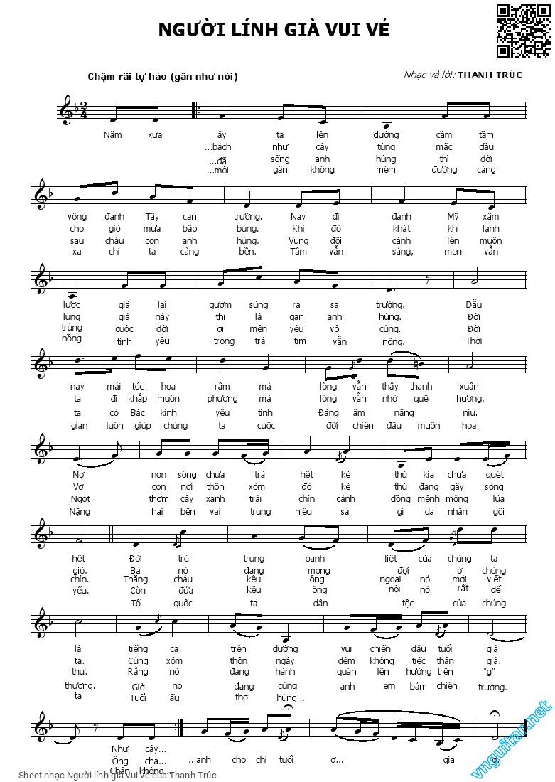 Sheet PDF of Người lính già vui vẻ