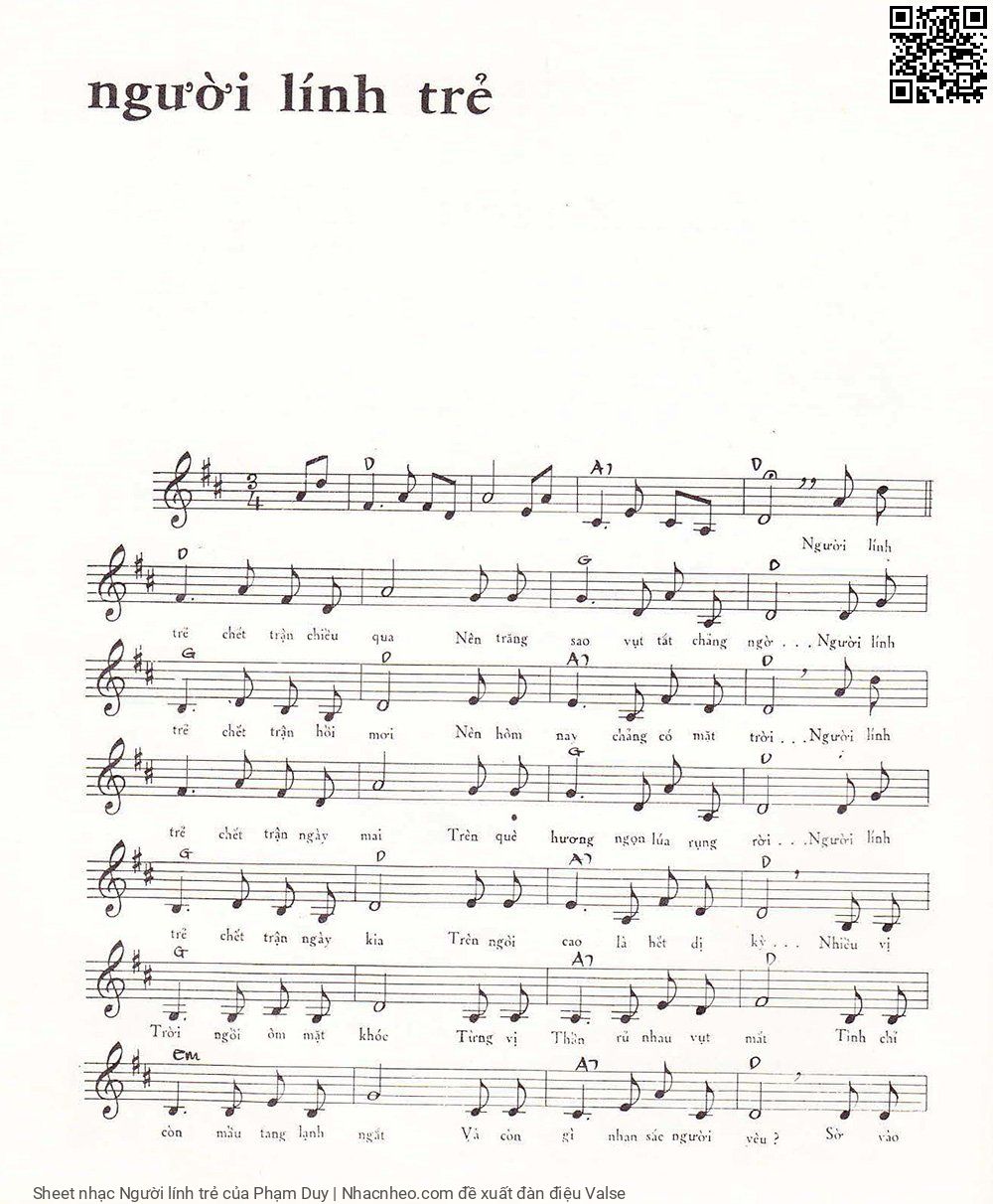 Sheet PDF of Người lính trẻ