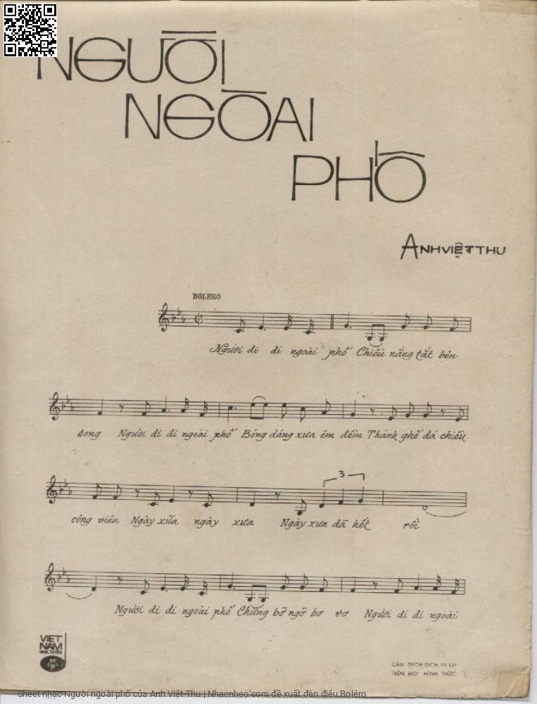 Page 2 of Sheet music PDF Người ngoài phố - Anh Việt Thu
