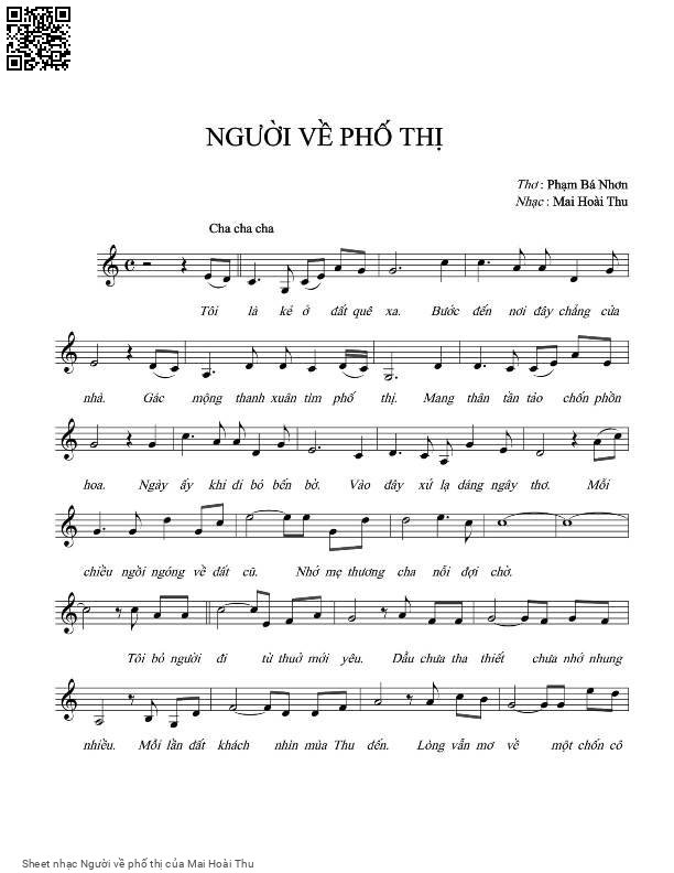 Sheet PDF of Người về phố thị